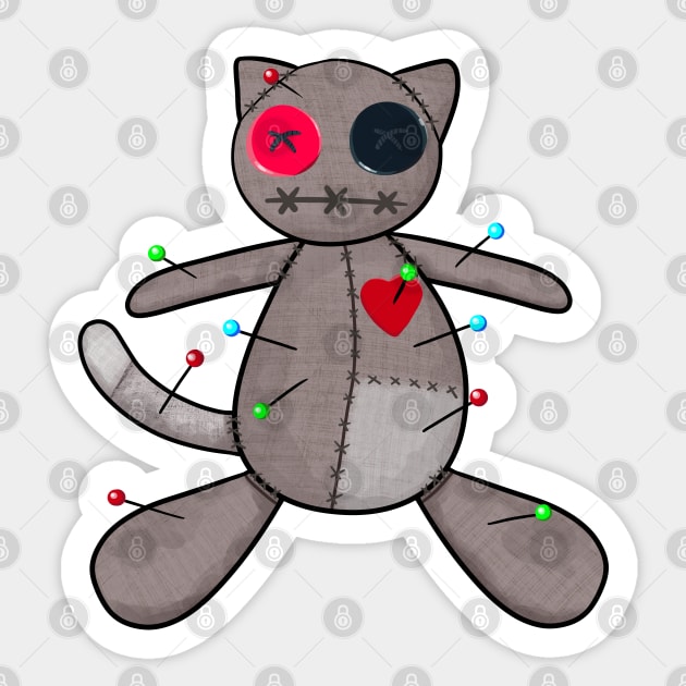 Voodoo Doll Cat Sticker by KilkennyCat Art